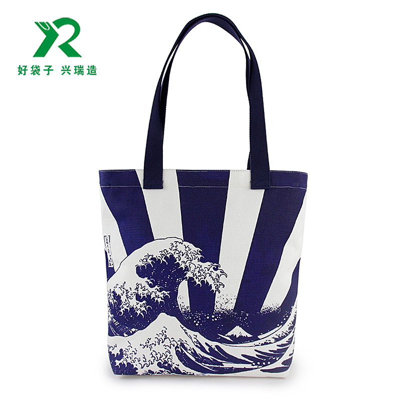 蓝色海浪印花帆布袋 蓝色海浪印花帆布袋