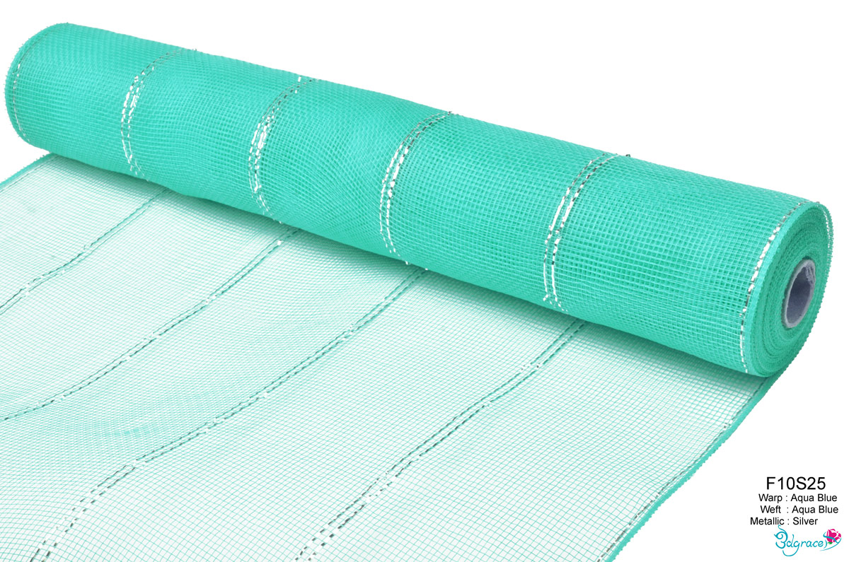 F10 Group Metallic Mesh F10S25 Silver Metallic In Aqua Blue PP F10 Group Metallic Mesh F10S25 Silver Metallic In Aqua Blue PP