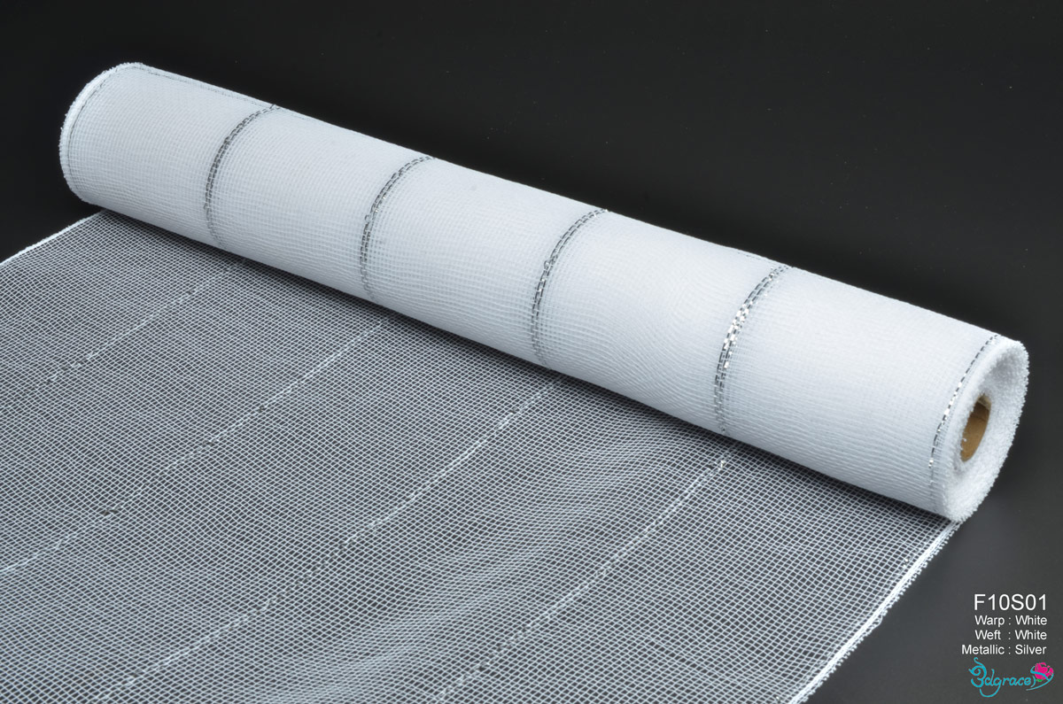 F10 Group Metallic Mesh F10S01 Silver Metallic In White PP F10 Group Metallic Mesh F10S01 Silver Metallic In White PP