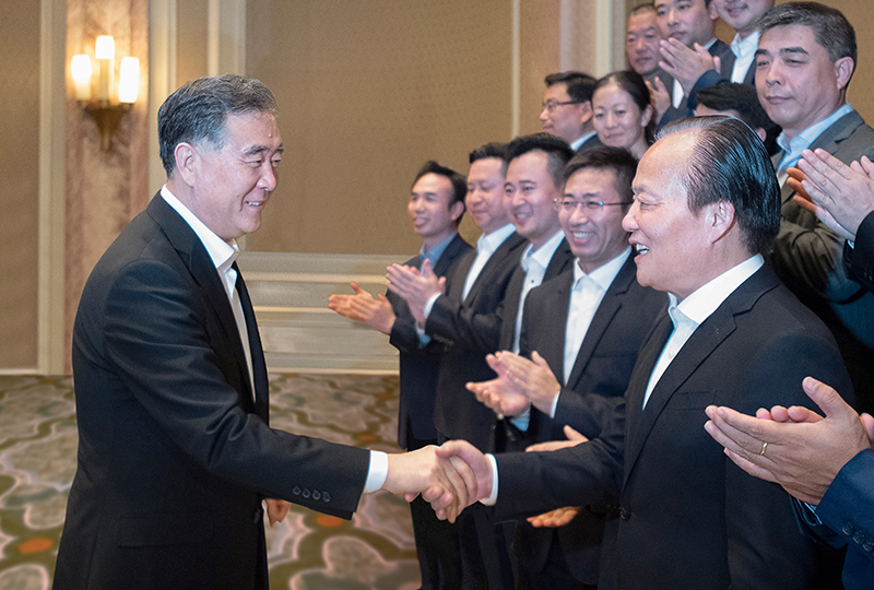 中共中央政治局常委、十三屆全國政協主席汪洋，于2019年11月11日在埃及親切接見集團董事局主席張毓強。