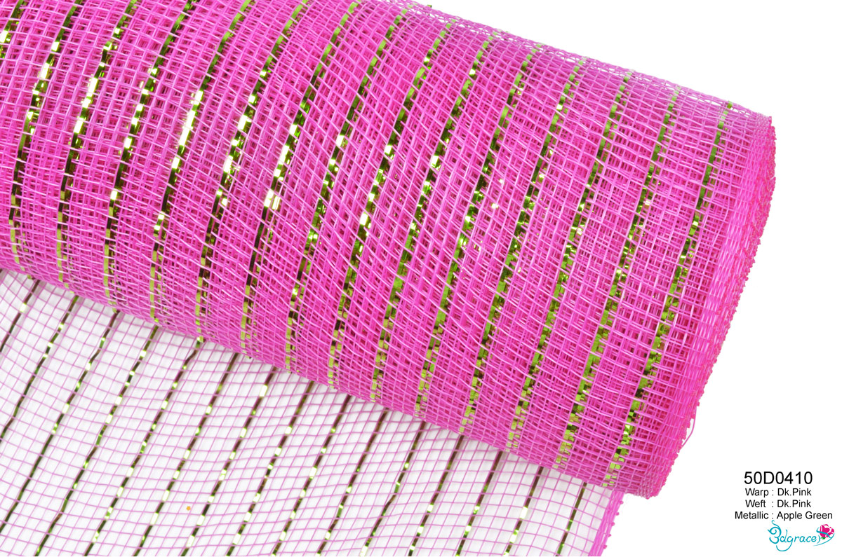 50 Regular Metallic Mesh 50D0410 Apple Green Metallic In Dk.Pink PP 50 Regular Metallic Mesh 50D0410 Apple Green Metallic In Dk.Pink PP