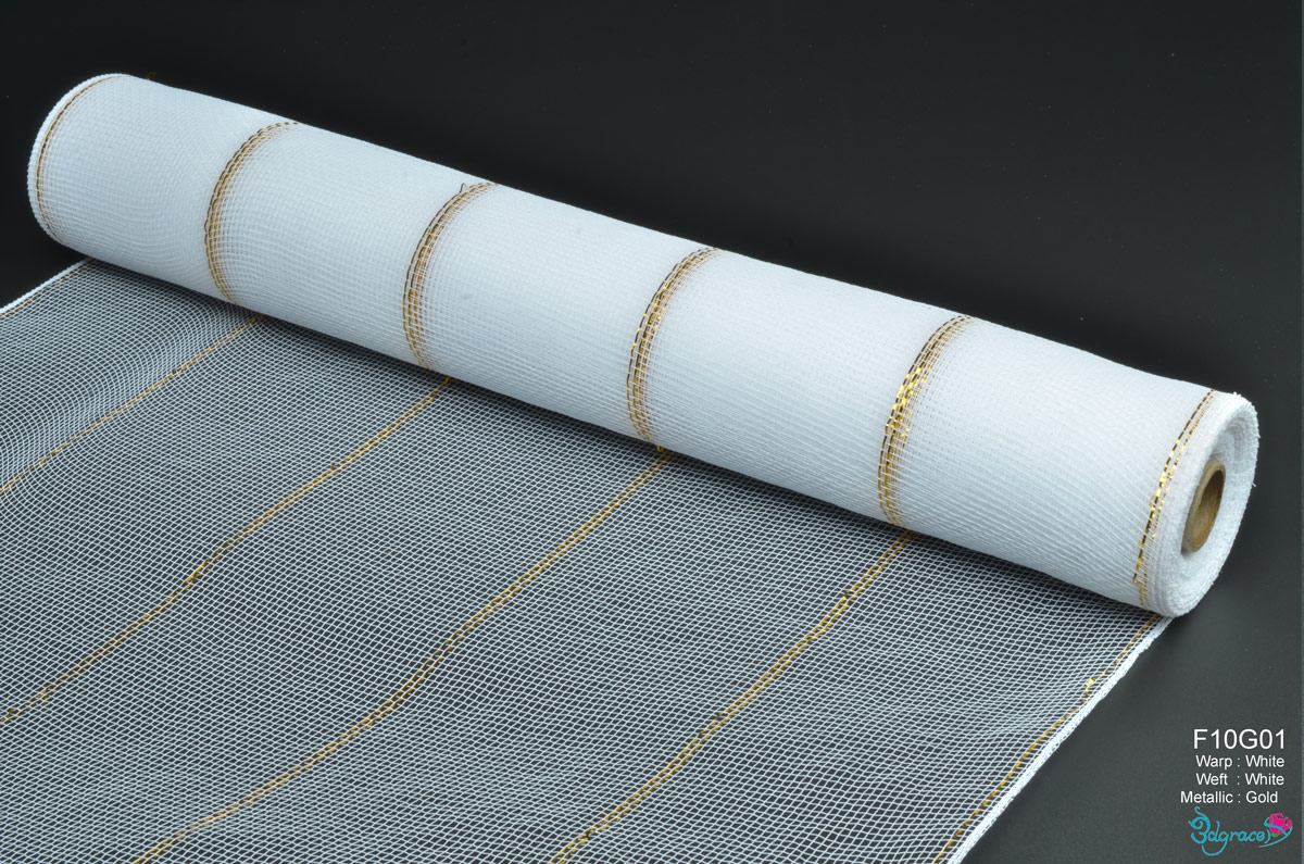 F10 Group Metallic Mesh F10G01 Gold Metallic In White PP F10 Group Metallic Mesh F10G01 Gold Metallic In White PP