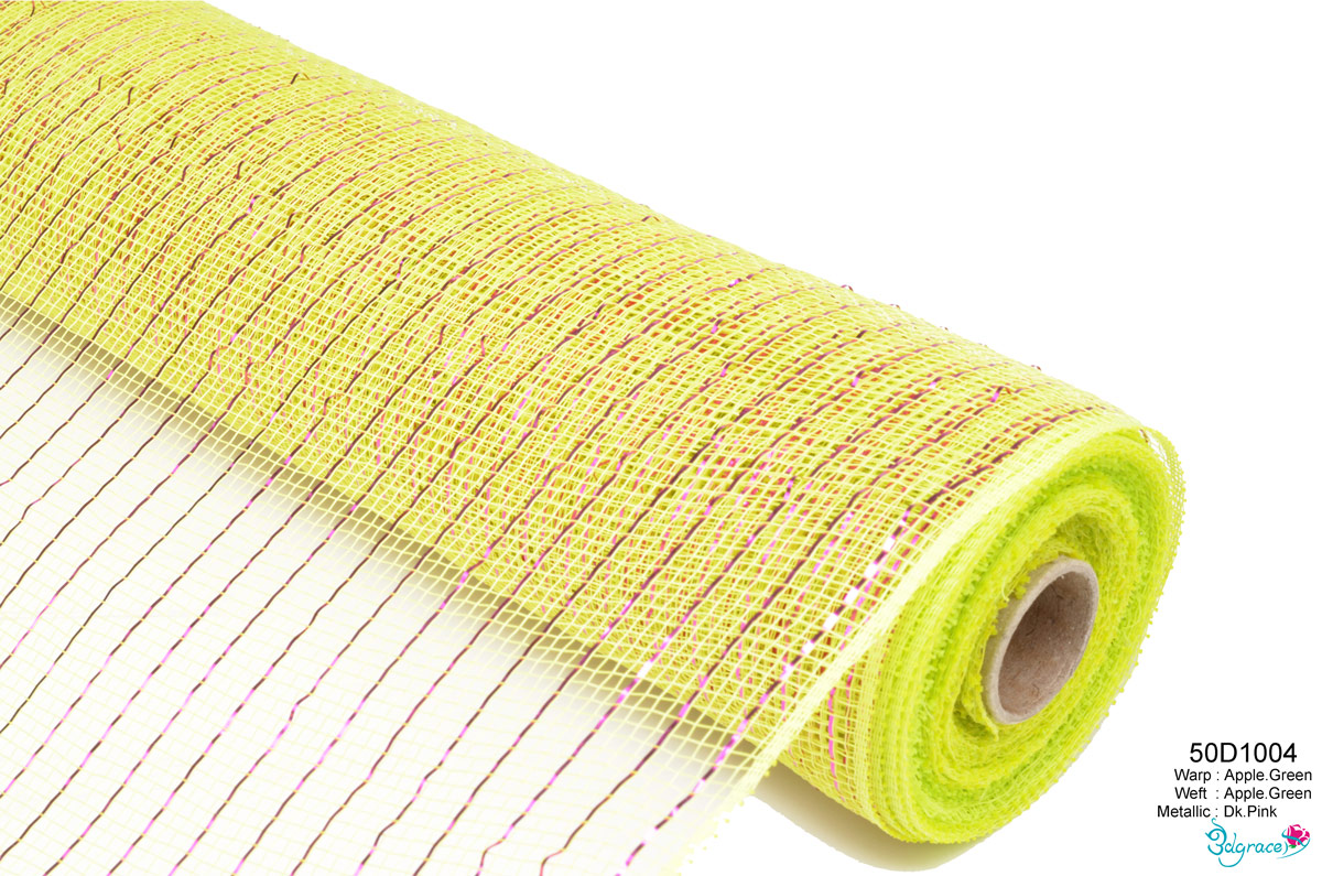 50 Regular Metallic Mesh 50D1004 Dk.Pink Metallic In Apple Green PP 50 Regular Metallic Mesh 50D1004 Dk.Pink Metallic In Apple Green PP