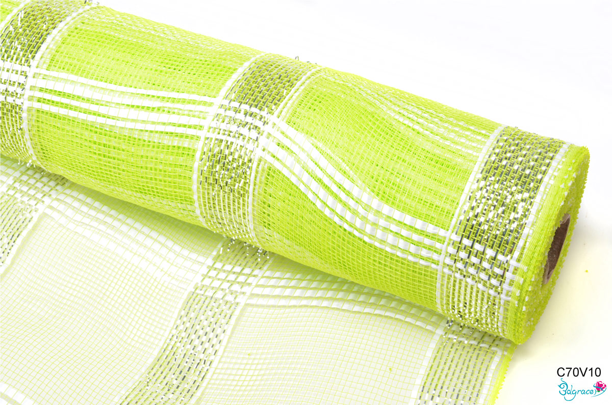 C70 Check Metallic Mesh C70V10 Metallic In Apple Green PP C70 Check Metallic Mesh C70V10 Metallic In Apple Green PP