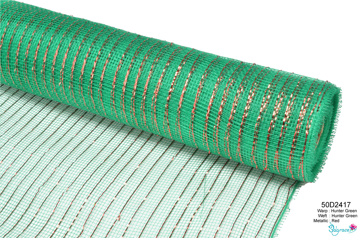 50 Regular Metallic Mesh 50D2417 Red Metallic In Hunter Green PP 50 Regular Metallic Mesh 50D2417 Red Metallic In Hunter Green PP