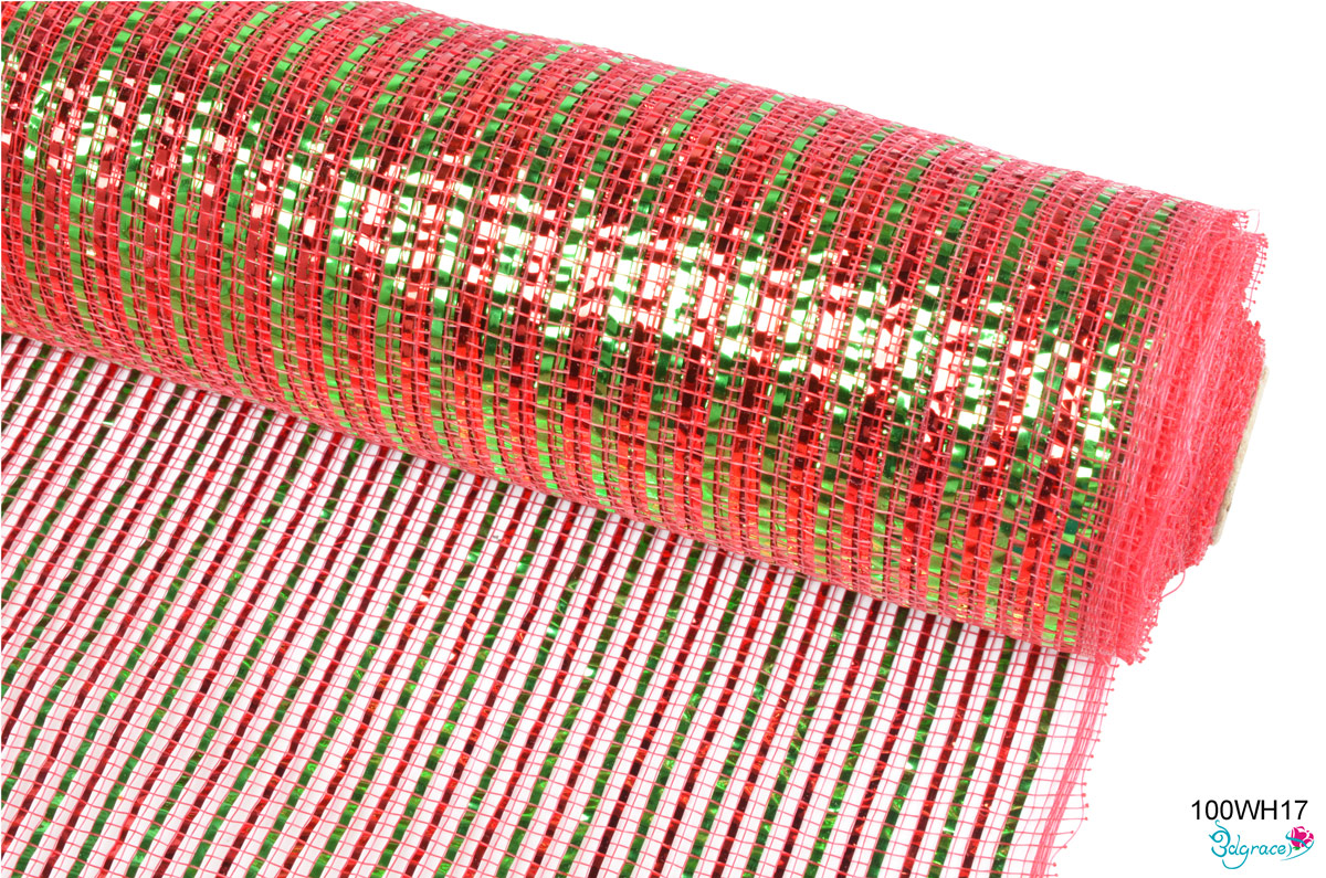 100WH Group Metallic Mesh 100WH17 Wide Red And Green Metallic In Red PP 100WH Group Metallic Mesh 100WH17 Wide Red And Green Metallic In Red PP