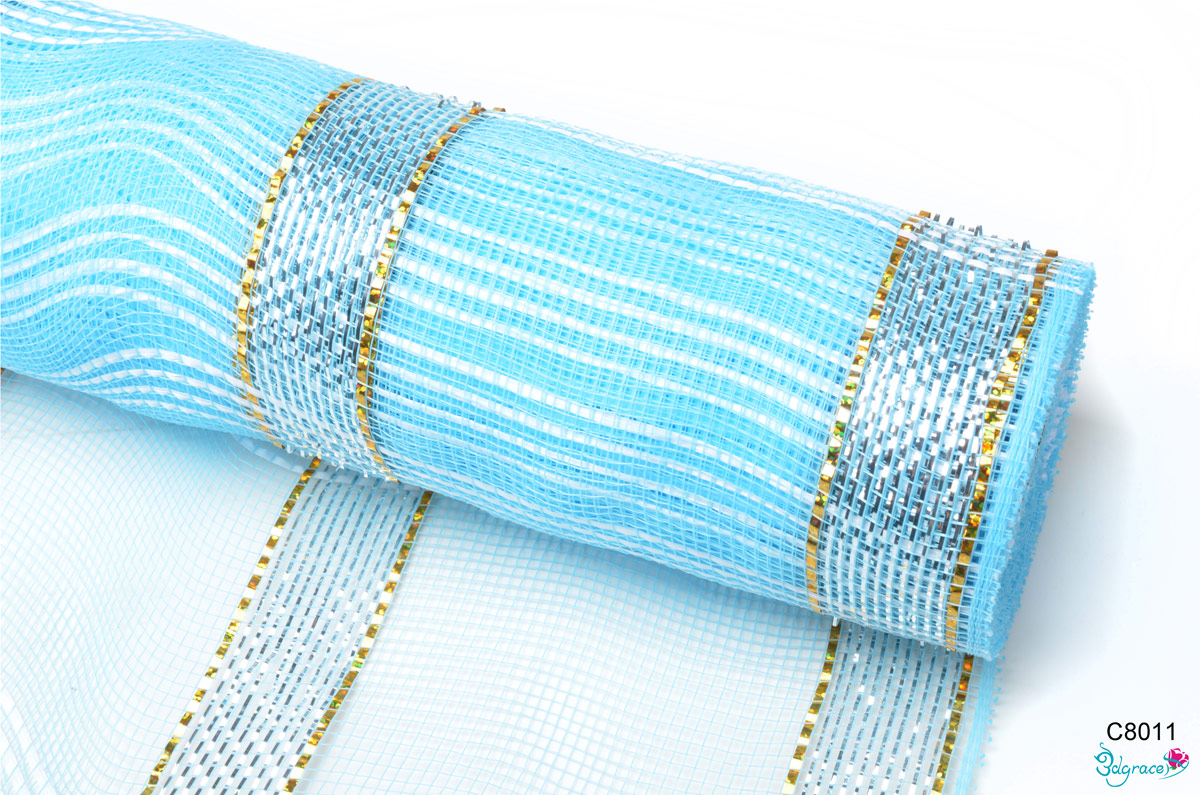 C80 Check Metallic Mesh C8011 Metallic In Sky Blue PP C80 Check Metallic Mesh C8011 Metallic In Sky Blue PP