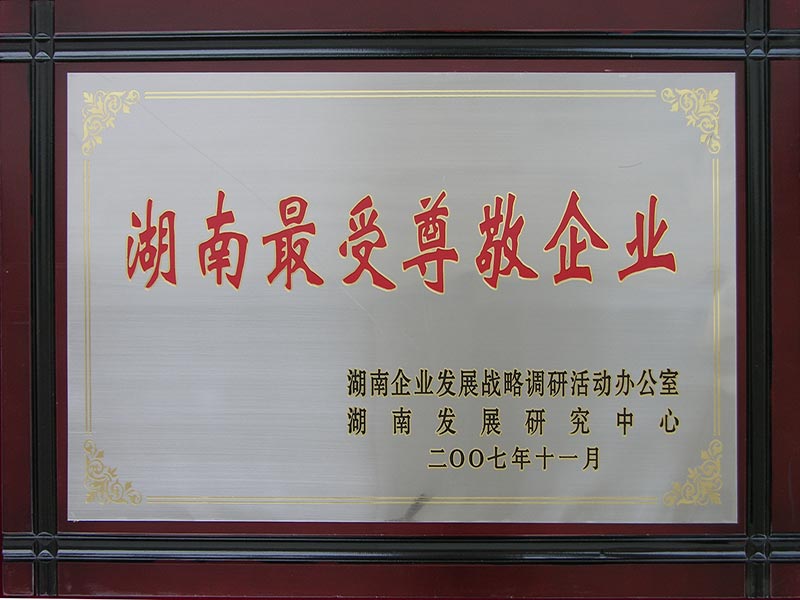 2007年湖南最受尊敬企業